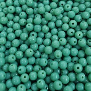 Pyöreähkö lasihelmi opaakki vihertävä turkoosi 6 mm 30 kpl