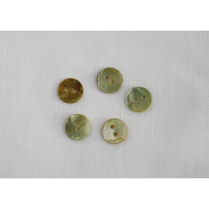 Helmiäisnappi pyöreä keltavihreä 10x1 mm reikä 1mm 1 kpl