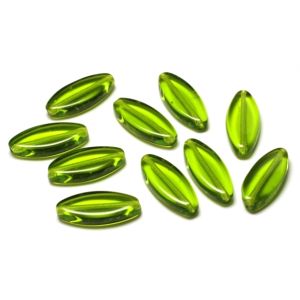 Ovaalihelmi pitkä kapea 20x8 mm kirkas oliivinvihreä 10 kpl