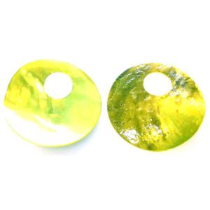 Simpukkariipus Italia pyöreä iso reikä 38 mm keltainen/lime