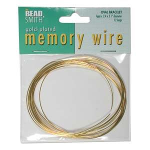Memory wire ovaali iso koko n. 6,1x7,9 cm kullattu 12 kieppiä