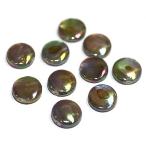 Helmiäinen pyöreä litteä helmi 10 mm AB antiikkikulta (V) 10 kpl