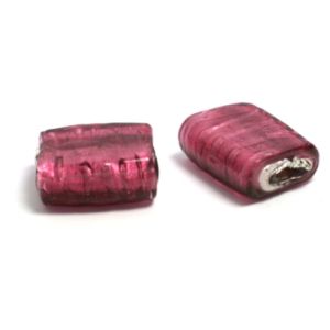 Lamppuhelmi litteä n. 20x16 mm hopeasisus fuksia 1 kpl
