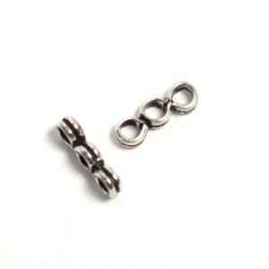 Korunjakaja 3-reikäinen "renkaat" 13 mm antiikkihopeanvärinen 10 kpl