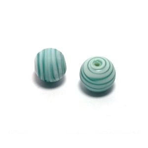 Lamppuhelmi pyöreähkö n. 8-10 mm matta valko-turkoosi 10 kpl