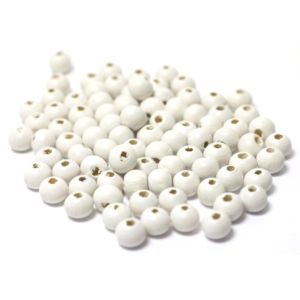 Puuhelmi pyöreähkö 5x6 mm maalattu valkoinen n. 10 g