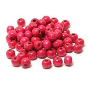 Puuhelmi pyöreähkö 5x6 mm maalattu fuksia n. 10 g