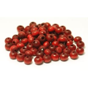 Puuhelmi pyöreähkö 5x6 mm maalattu puolukanpunainen n. 10 g