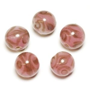 Lamppuhelmi pyöreä n. 11-13 mm opaali-roosa/deco 5 kpl