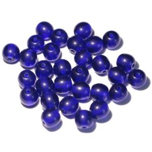 Pyöreä lasihelmi kirkas koboltti