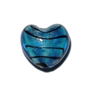 Lamppuhelmi sydän 16 mm hopeafolioraita aqua 1 kpl