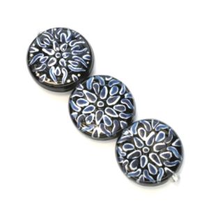 Lamppuhelmi litteä pyöreä 25 mm käsinmaalattu musta/sinivioletti 3 kpl