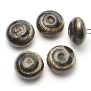 Lamppuhelmi rondelli musta oliivi/kupari n. 14x8 mm 5 kpl