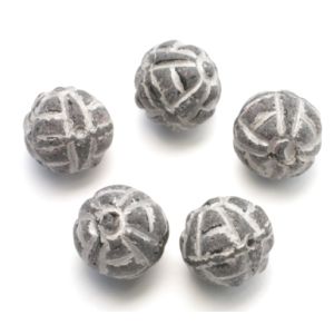 Pyöreä lasihelmi 11 mm hopeauurrekuvioitu opaakki matta tummanharmaa 5 kpl