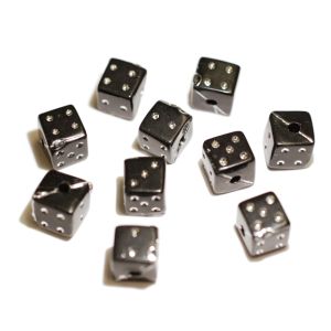 Akryylihelmi pelinoppa 6 mm musta/hopea 10 kpl