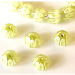 Lamppuhelmi rondelli "meloni" 12x10 mm lime 1 kpl