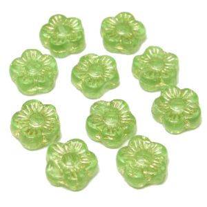 Kukka 11 mm kirkas peridootti/kulta 10 kpl