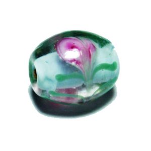 Lamppuhelmi soikea 15x12 mm aqua/ruusu 1 kpl