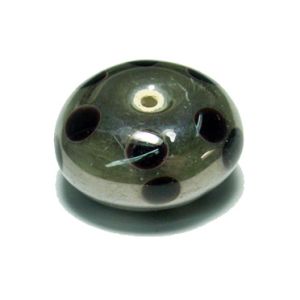 Lamppuhelmi rondelli 10x17 mm hopeanharmaa/musta täplä 1 kpl