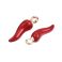 Metalliemalimaskotti 3D chili punainen/ kulta 21x6 mm