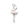 Metalliemalimaskotti 3D ballerina vaaleanpunainen/ platina 27x11 mm