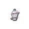 Metalliemalimaskotti arkku "Go away R.I.P. I'm sleeping" valkoinen / vaaleanpunainen /musta 24x19 mm
