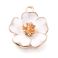 Metalliemalimaskotti hibiskus valkoinen /kulta 22x19,5x6 mm