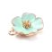 Metalliemalimaskotti hibiskus tumma aqua /kulta 22x19,5x6 mm
