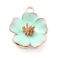 Metalliemalimaskotti hibiskus tumma aqua /kulta 22x19,5x6 mm