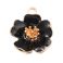 Metalliemalimaskotti hibiskus musta /kulta 22x19,5x6 mm