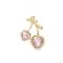 Metallimaskotti sydänkirsikat /light pink strassi vaalea kullanvärinen 26x19 mm