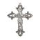 Metallimaskotti iso risti koristeellinen antiikkihopeoitu 74x53 mm