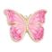 Metalliriipus emali iso perhonen fuksia / beige / kulta 47x21,5 mm